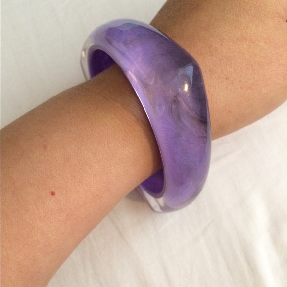 Purple Acrylic Square and Triangle Bracelets - Picture 4 of 6